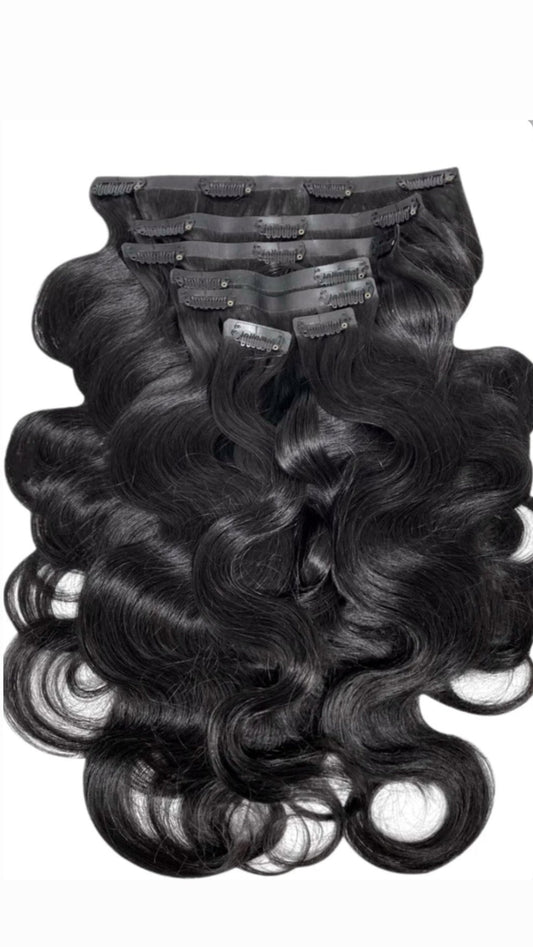Seamless Body Wave Clip In Hair Extensions